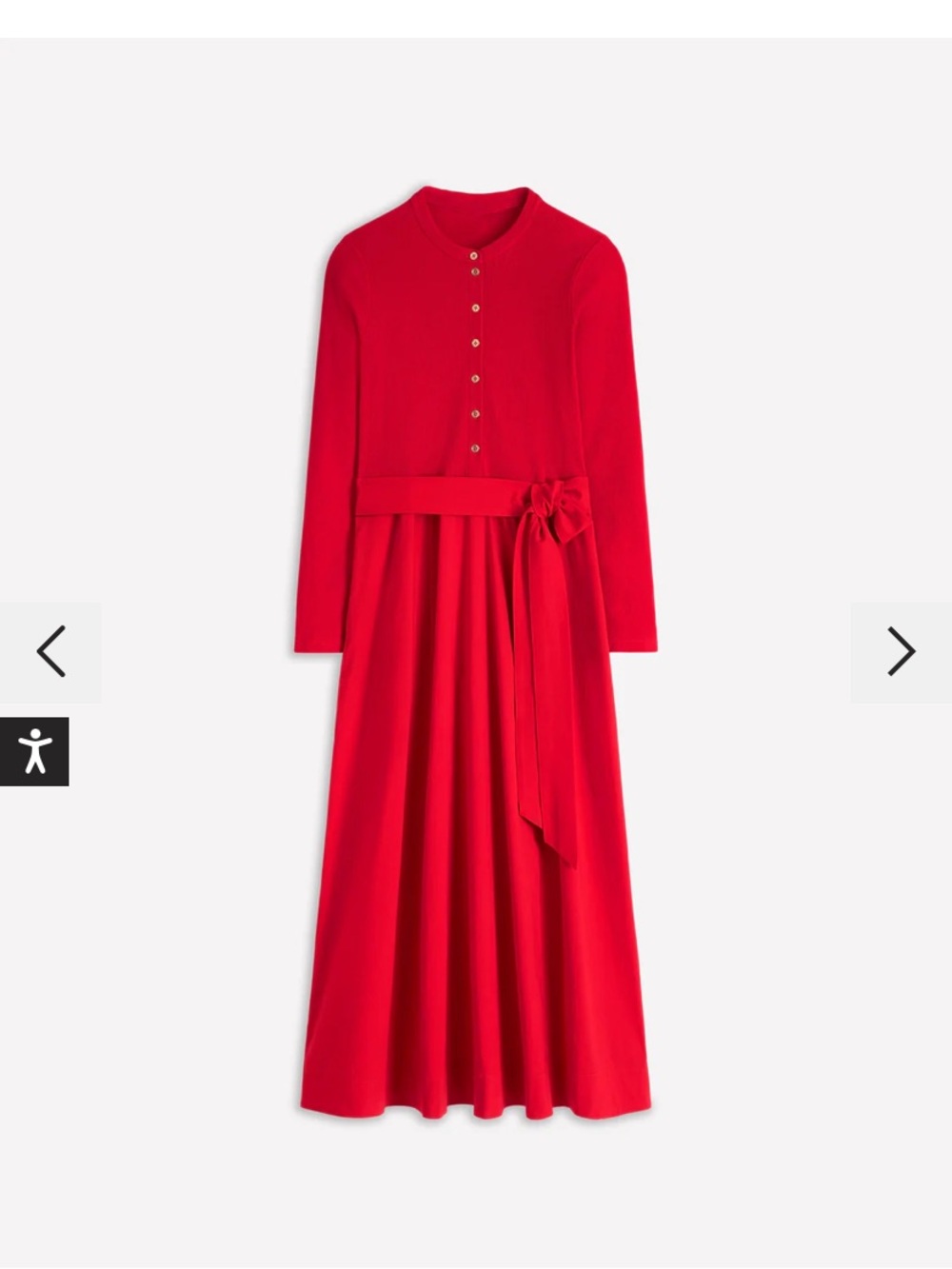 Boden Red Long-Sleeve Tie-Waist Maxi Dress - Picture 2 of 11